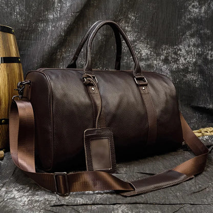 LEATHER DUFFLE TRAVEL BAG