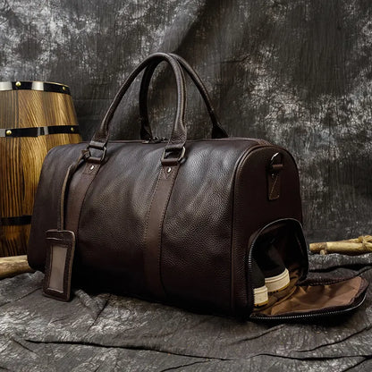 LEATHER DUFFLE TRAVEL BAG