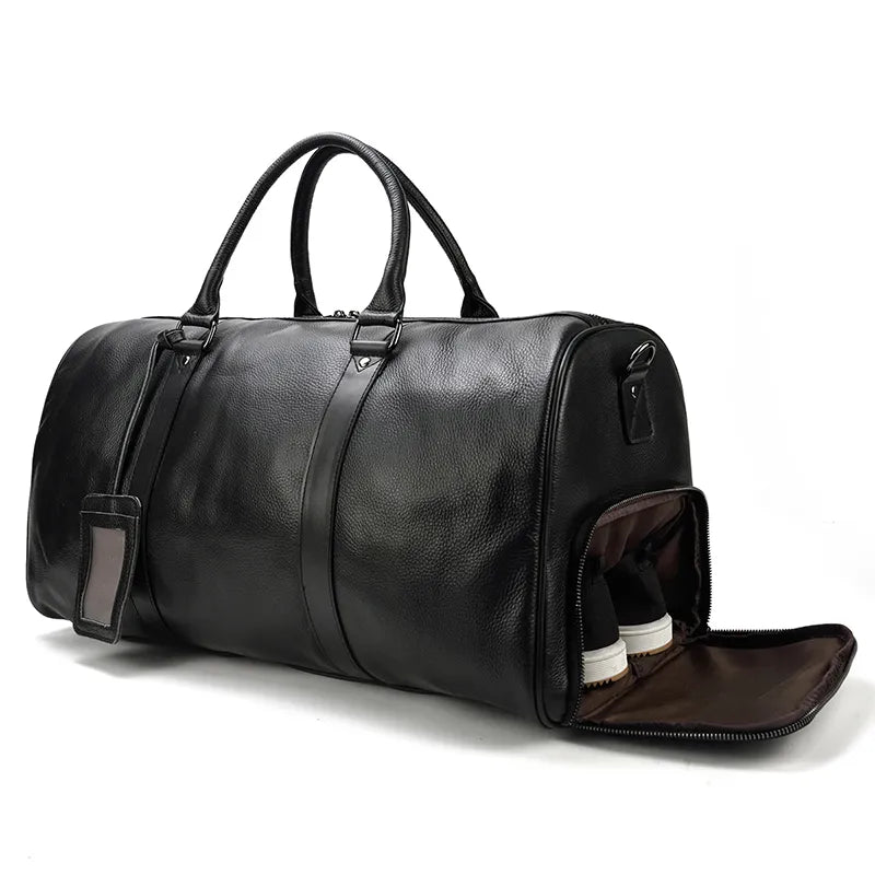 LEATHER DUFFLE TRAVEL BAG