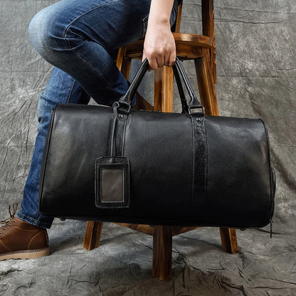 LEATHER DUFFLE TRAVEL BAG