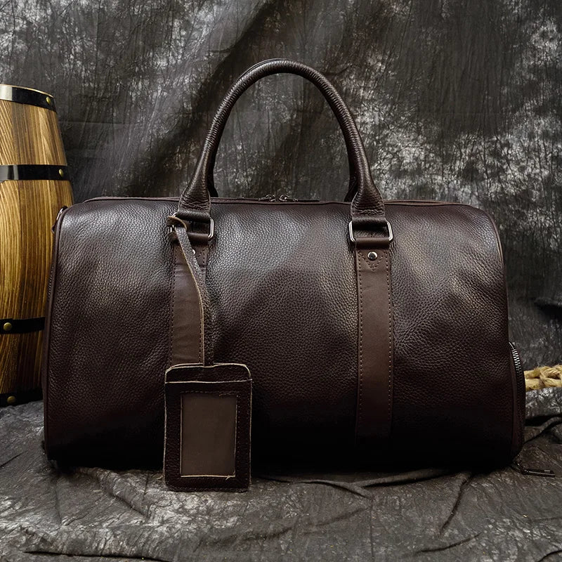 LEATHER DUFFLE TRAVEL BAG