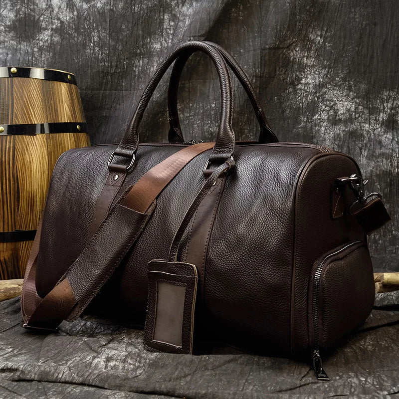 LEATHER DUFFLE TRAVEL BAG