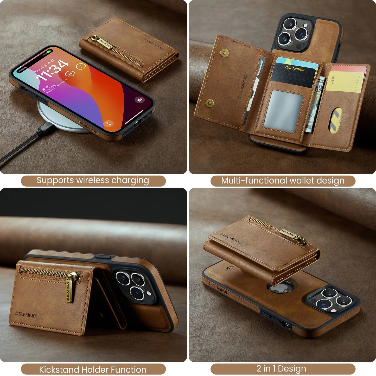 2in1 LEATHER PHONE CASE