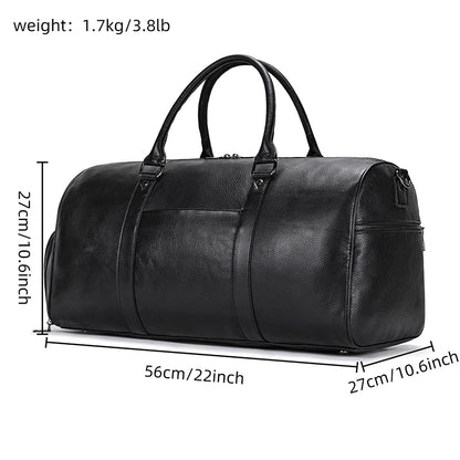 LEATHER DUFFLE TRAVEL BAG